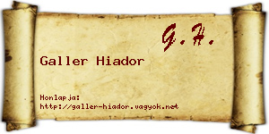 Galler Hiador névjegykártya